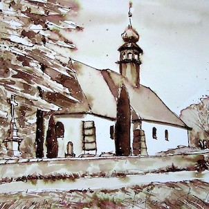 Kostel Sv. P.+P. pohledem malíře Š.Škapíka